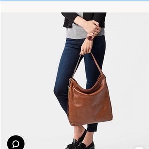 NWT large maya fossil hobo leather purse brown